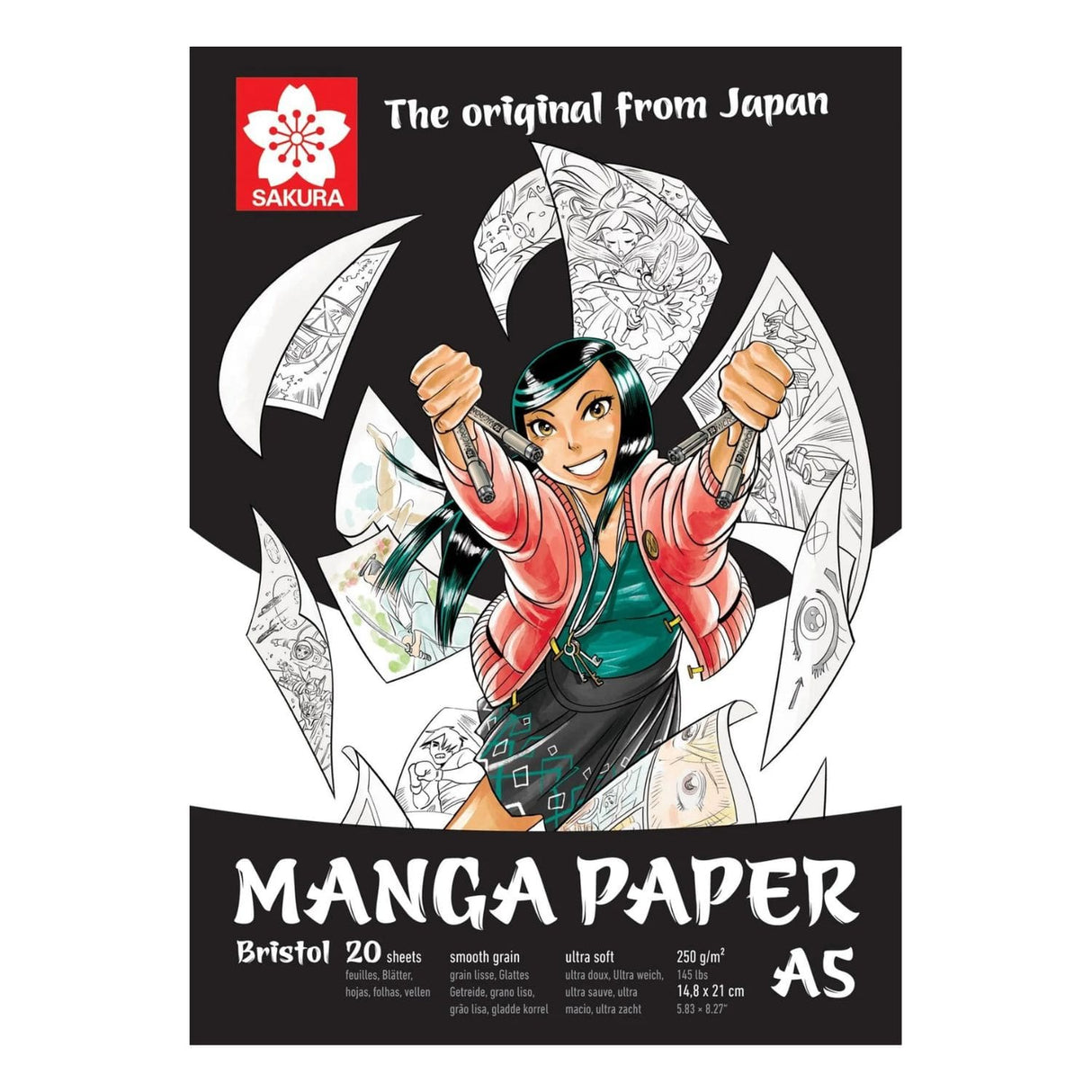 Sakura Manga Paper - Pad Bristol 20 Hojas, 250 g/m2