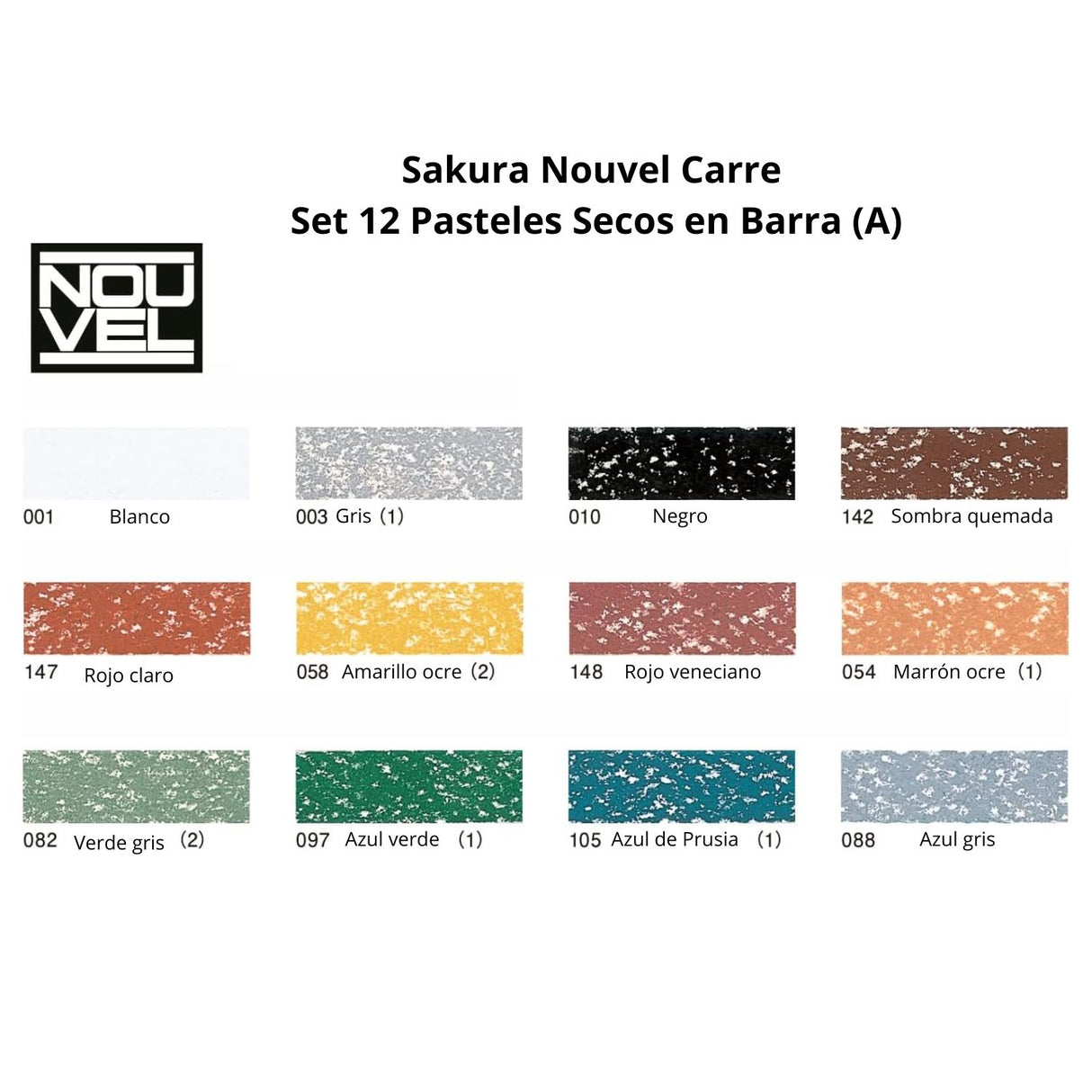 Sakura Nouvel Carre - Set 12 Pasteles Secos en Barra A