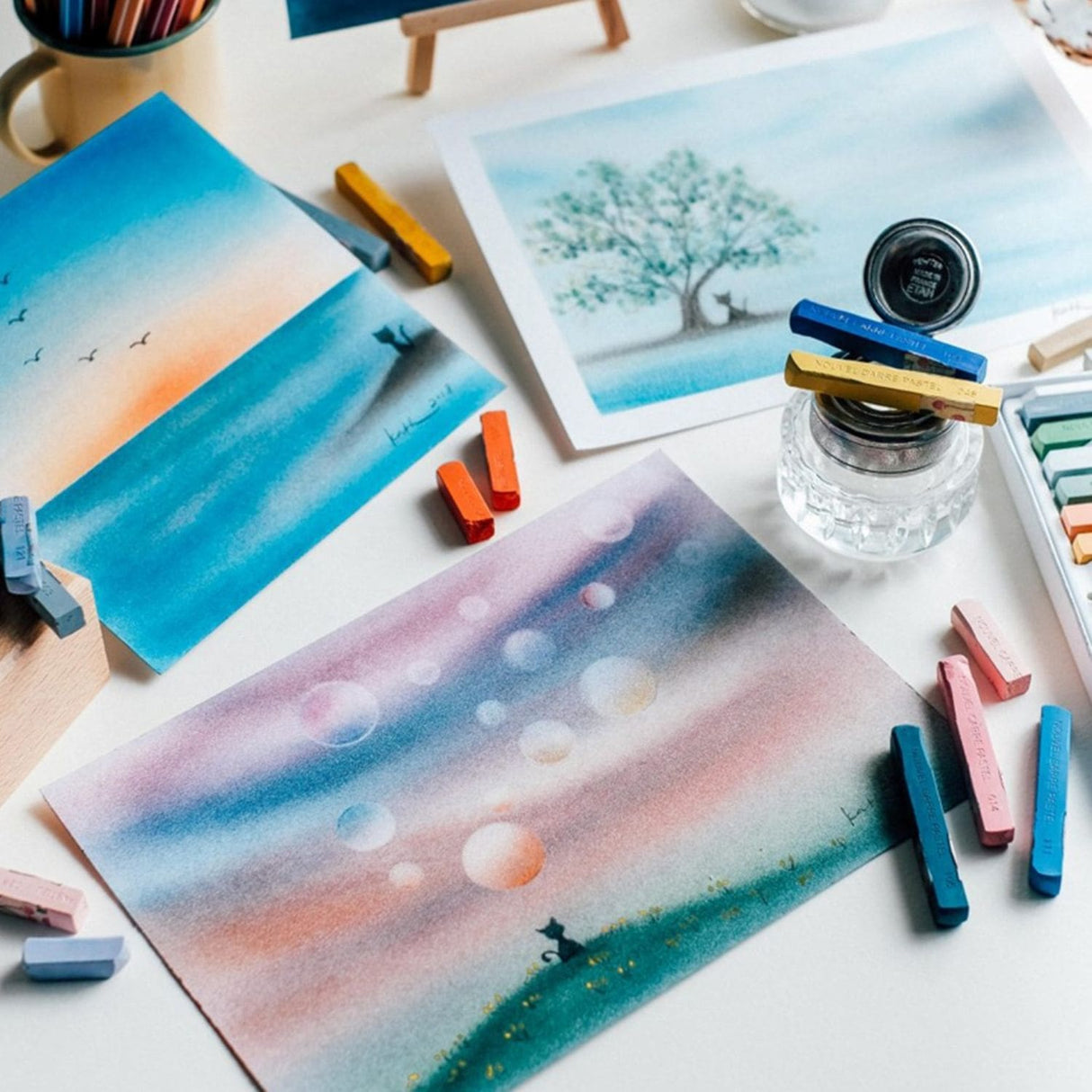 Sakura Nouvel Carre - Set 12 Pasteles Secos en Barra Colores Luminosos