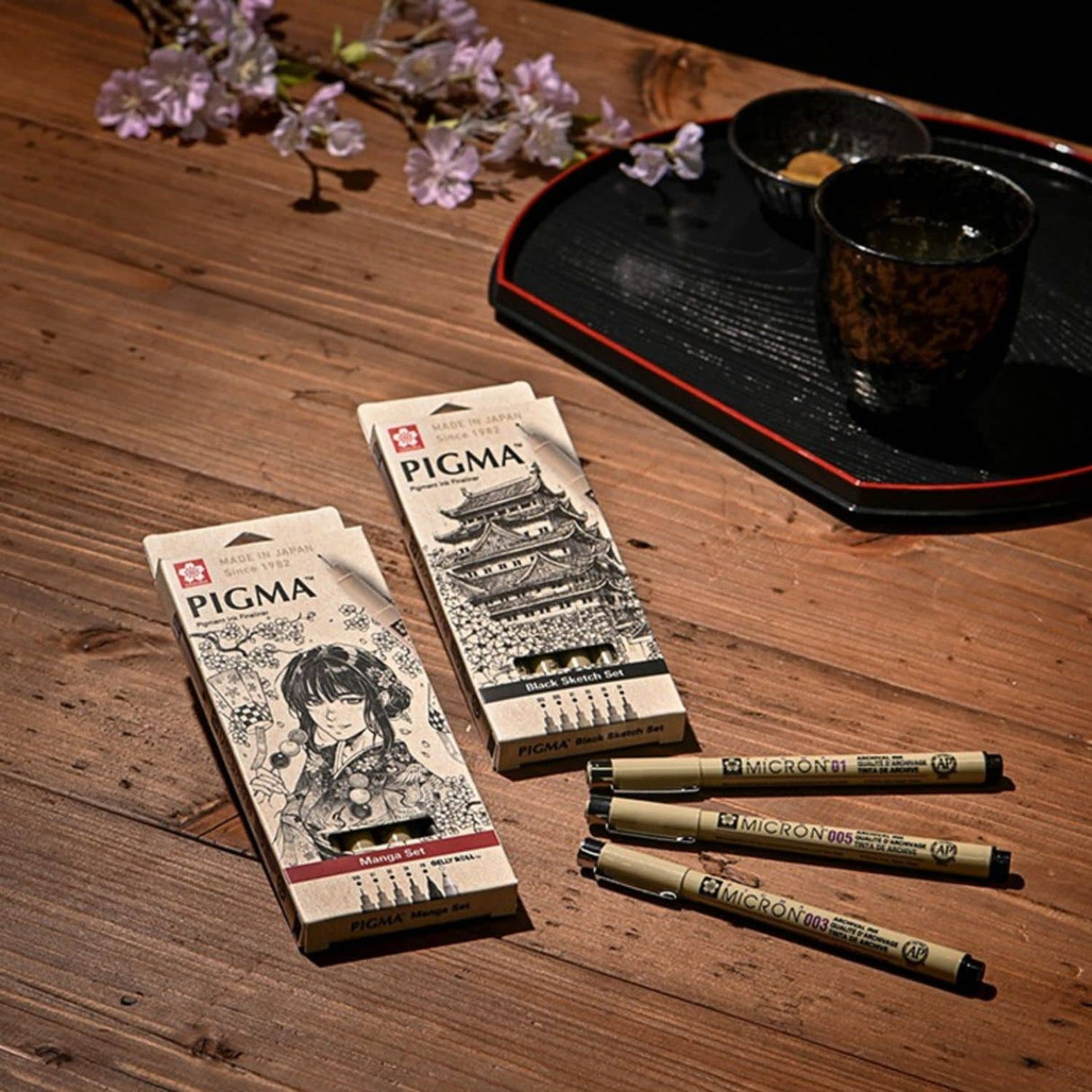 Sakura Pigma Micron - Set 6 Tiralíneas Negros 003 005 01 03 05 08