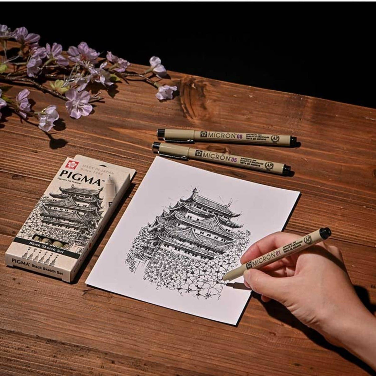 Sakura Pigma Micron - Set 6 Tiralíneas Negros 003 005 01 03 05 08