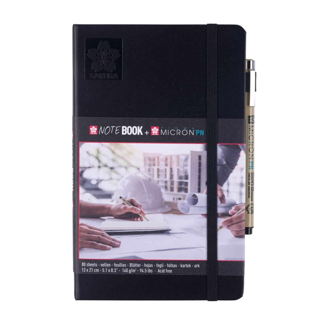 Sakura Sketch Note Book - Sketchbook Papel Blanco/Crema 80 Hojas, 140 g/m2 + Pigma PN