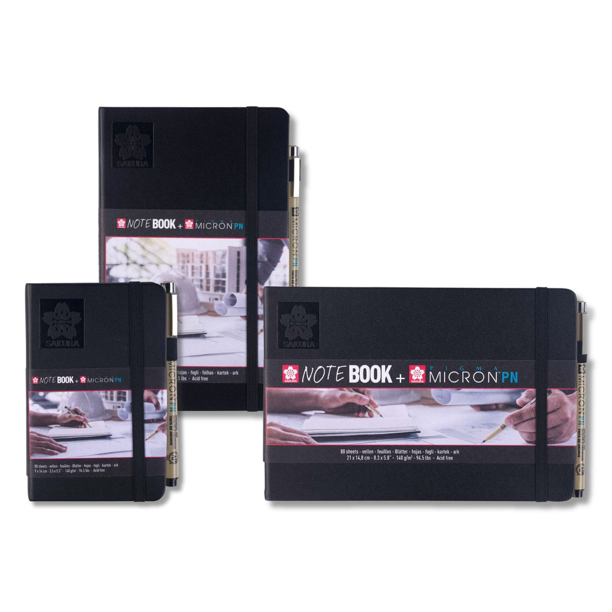 Sakura Sketch Note Book - Sketchbook Papel Blanco/Crema 80 Hojas, 140 g/m2 + Pigma PN