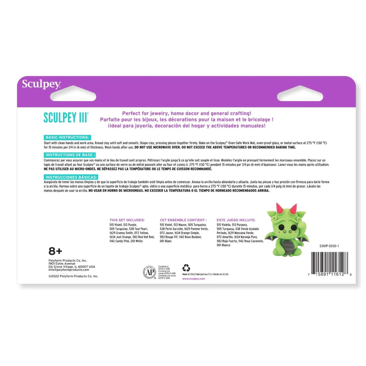 Sculpey III - Set 10 Arcilla Polimérica Colores Brillantes 570 g