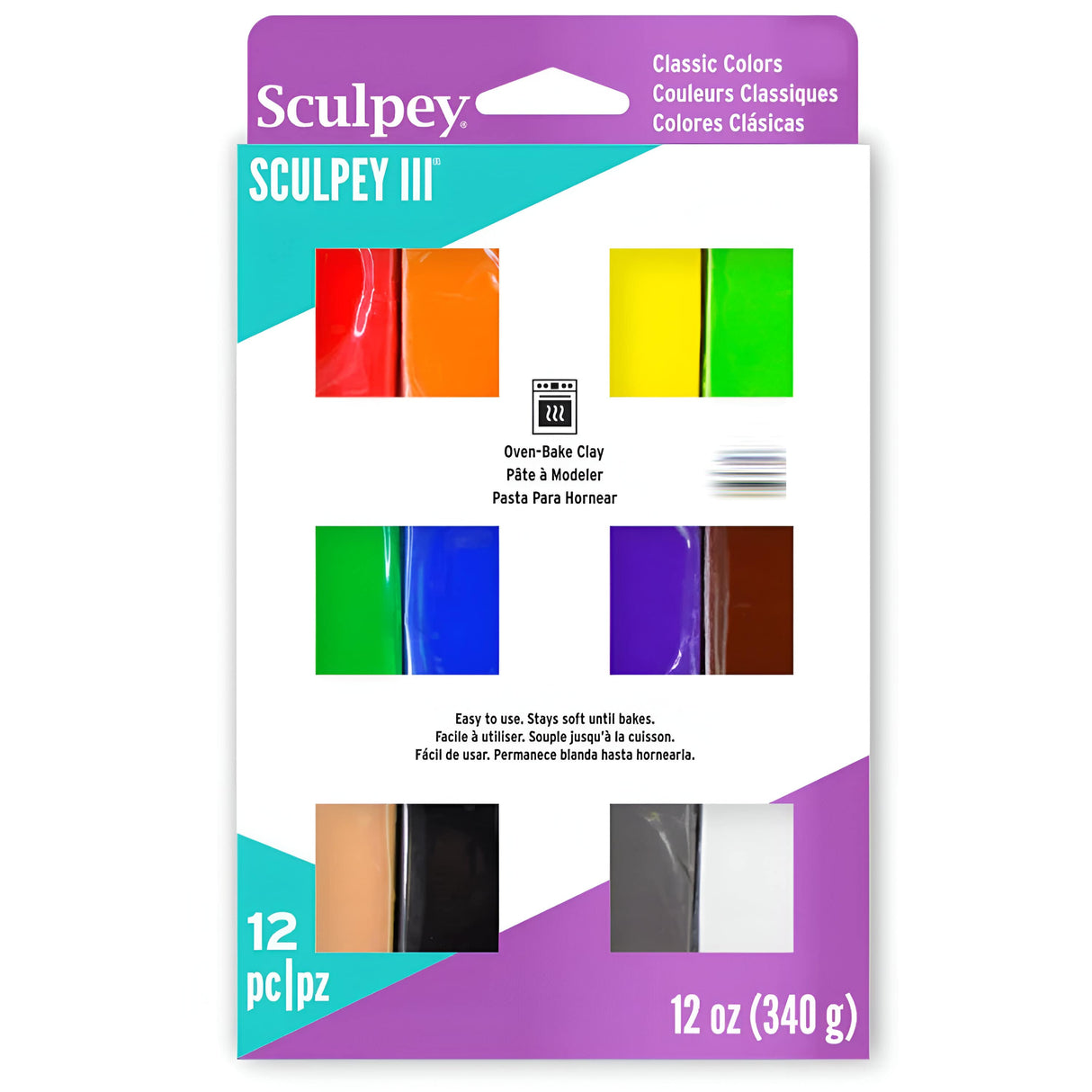 Sculpey III - Set 12 Arcilla Polimérica Colores Clásicos 340 g