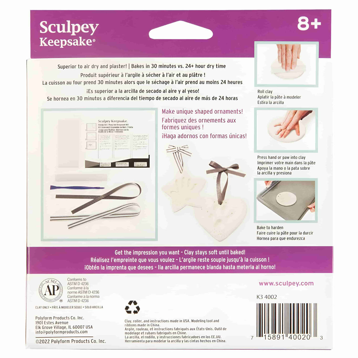 Sculpey Keepsake - Kit Arcilla Polimérica Impresión Huellas de Bebés A