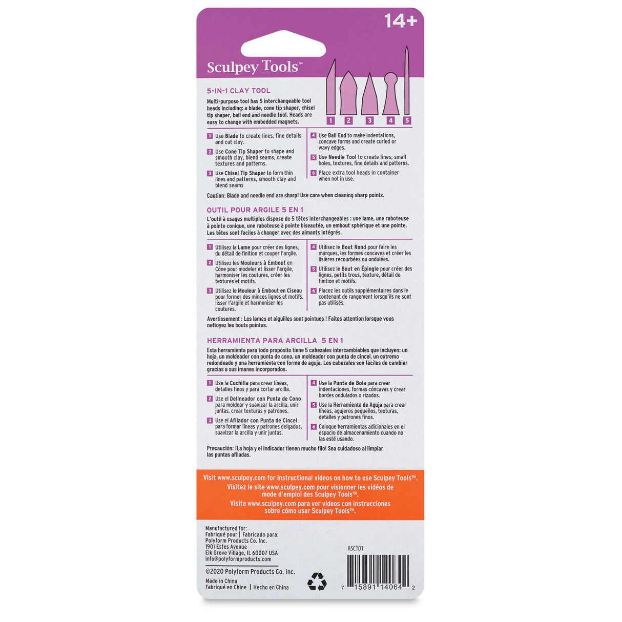 Sculpey Tools - Kit Herramientas para Arcilla 5 en 1