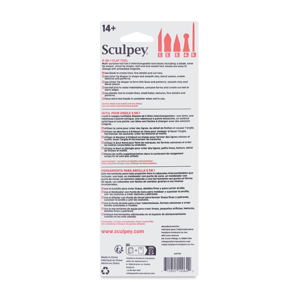 Sculpey Tools - Kit Herramientas para Arcilla 5 en 1