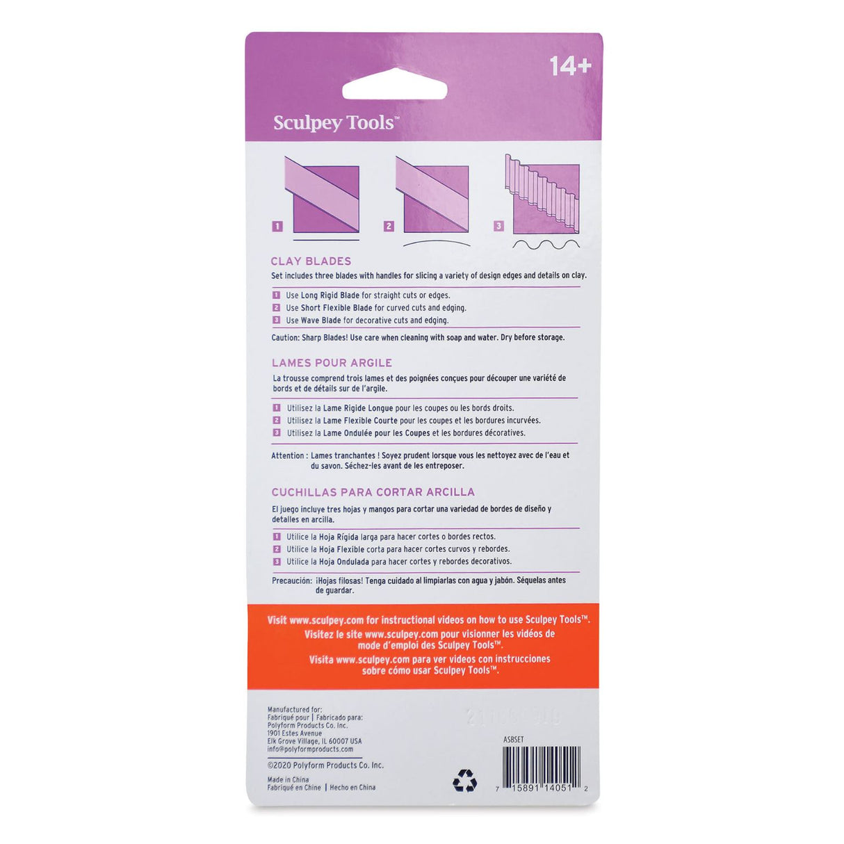 Sculpey Tools - Kit Herramientas Super Cortadores con Mangas para Arcilla 7 Piezas