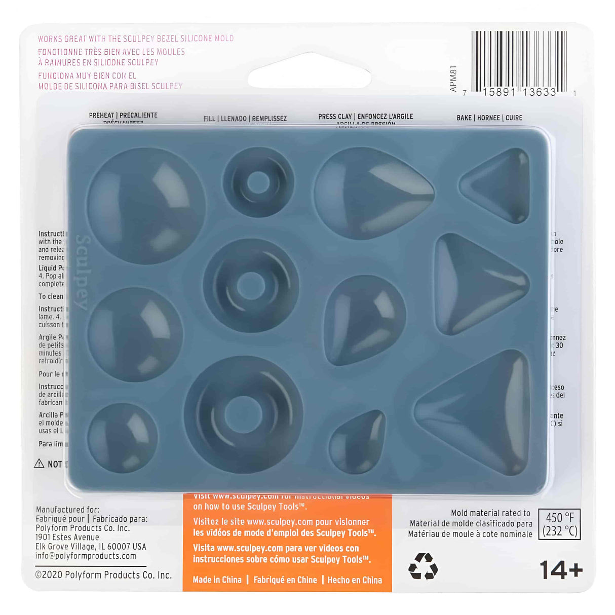 Sculpey Tools - Moldes para Arcilla Horneable de Silicona Figuras Convexas