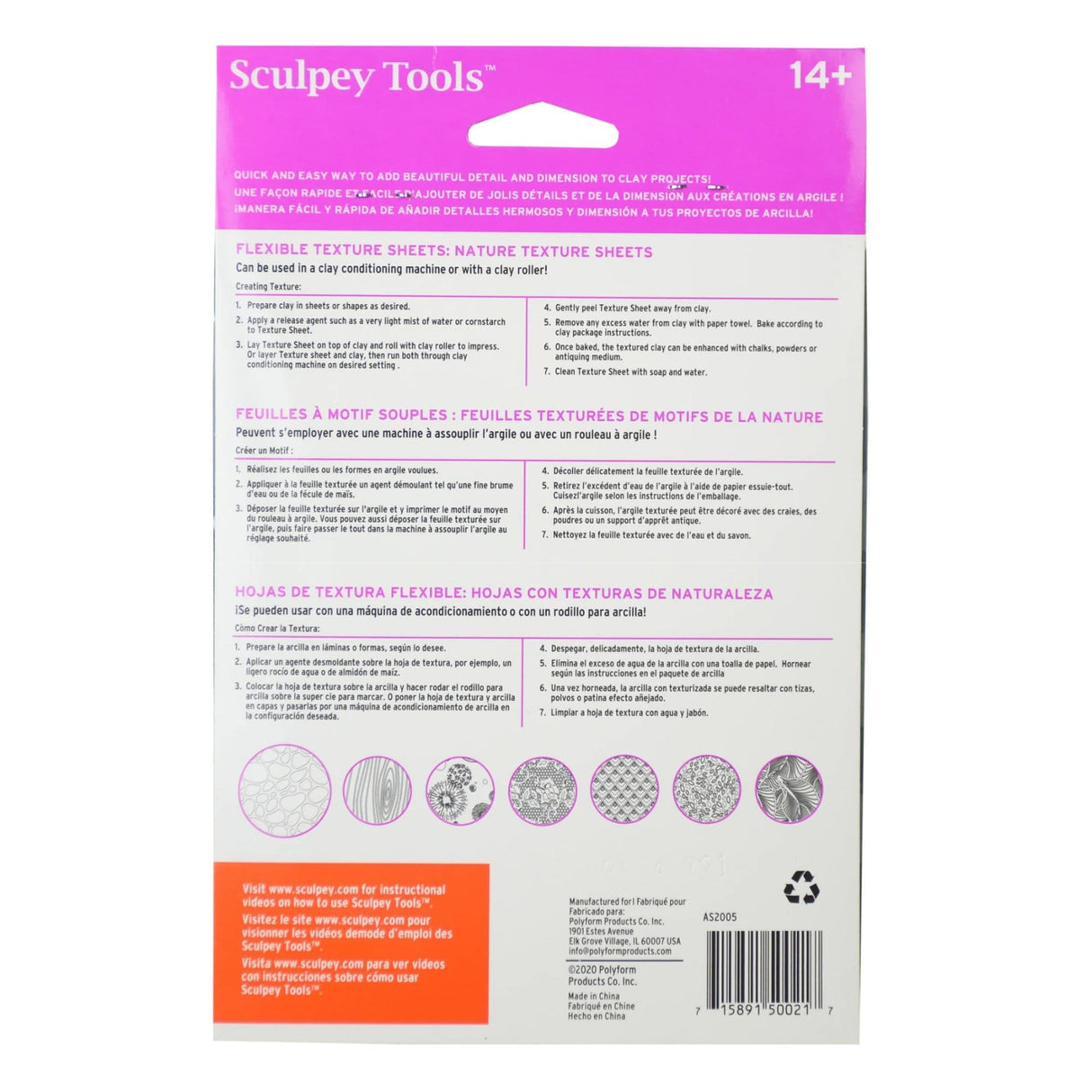 Sculpey Tools - Placa de Texturas para Arcilla Naturaleza
