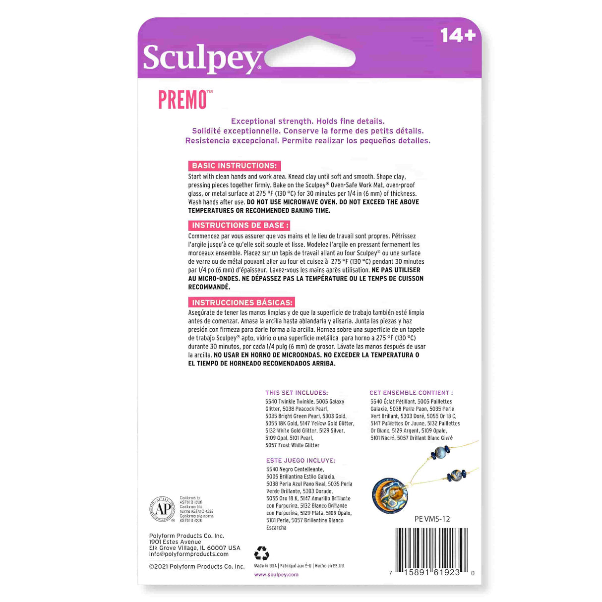 Sculpey Premo! - Arcilla Polimérica Multipack 12 Colores Accents 340 g