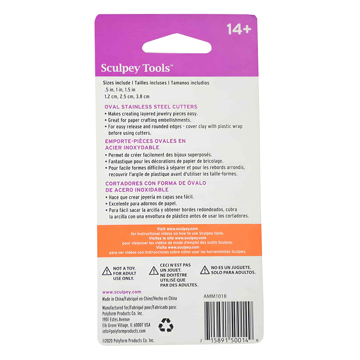 Sculpey Tools - Set 3 Herramientas Cortadores Óvalo Irregular