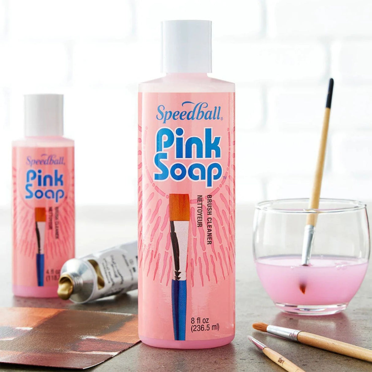 Speedball - Limpiador y Acondicionador de Pinceles Pink Soap 118 ml