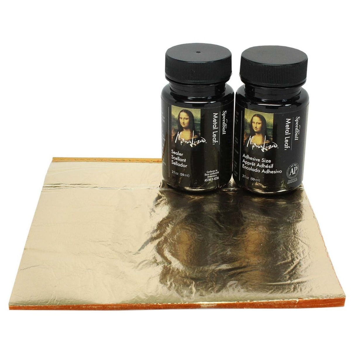Speedball Mona Lisa - Kit Pan de Oro Metal Leaf Dorado Adhesivo y Sellador