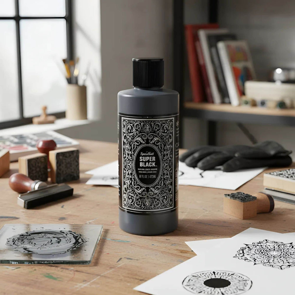 Speedball Super Black - Tinta China Botella 454 ml