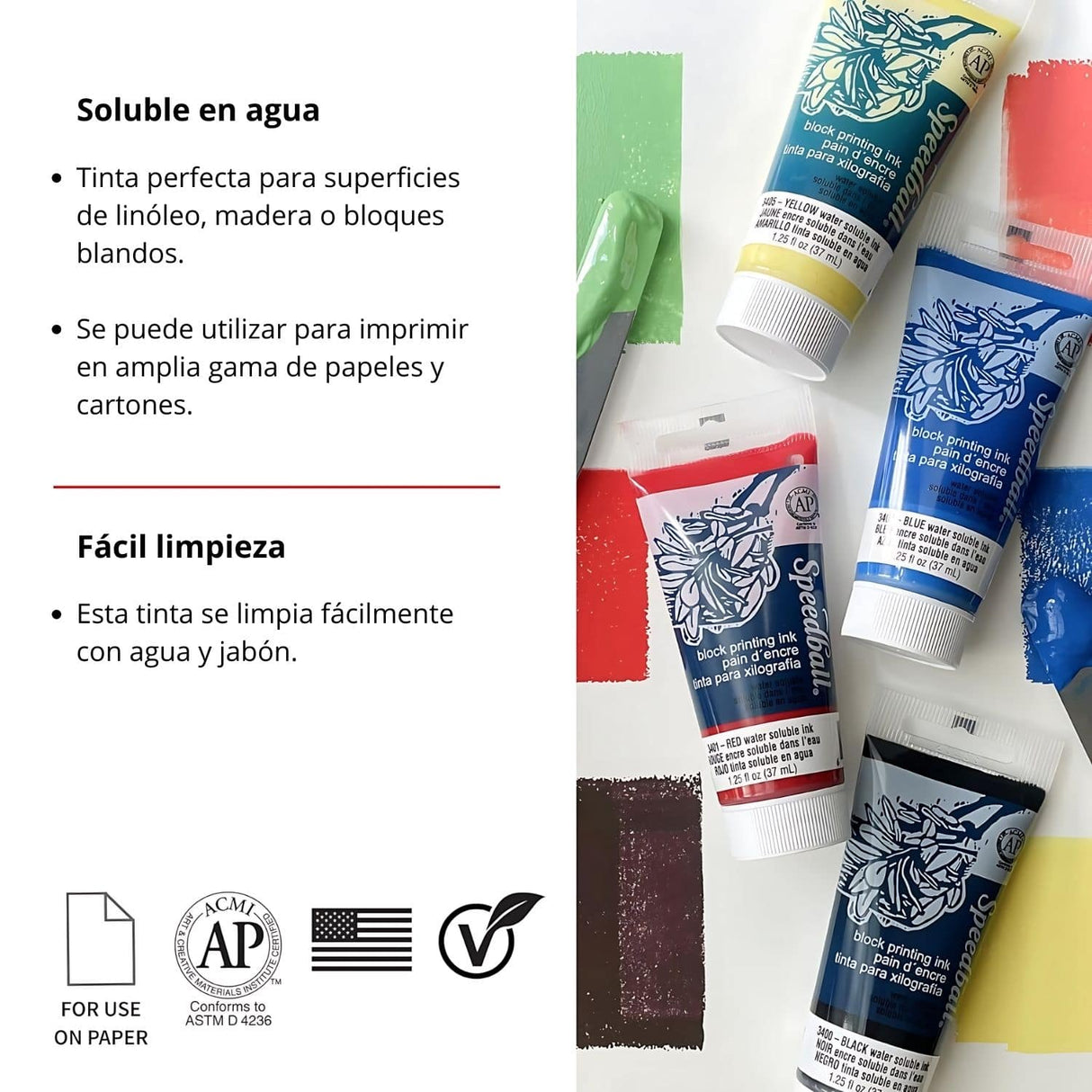 Speedball - Tinta para Xilografía Soluble en Agua 75 ml