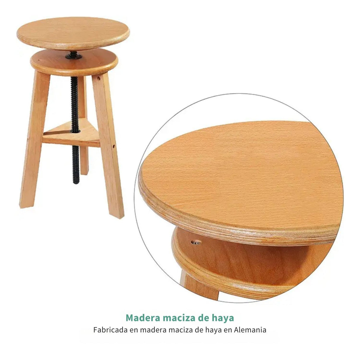Taburete de Madera con Altura Ajustable para Artistas