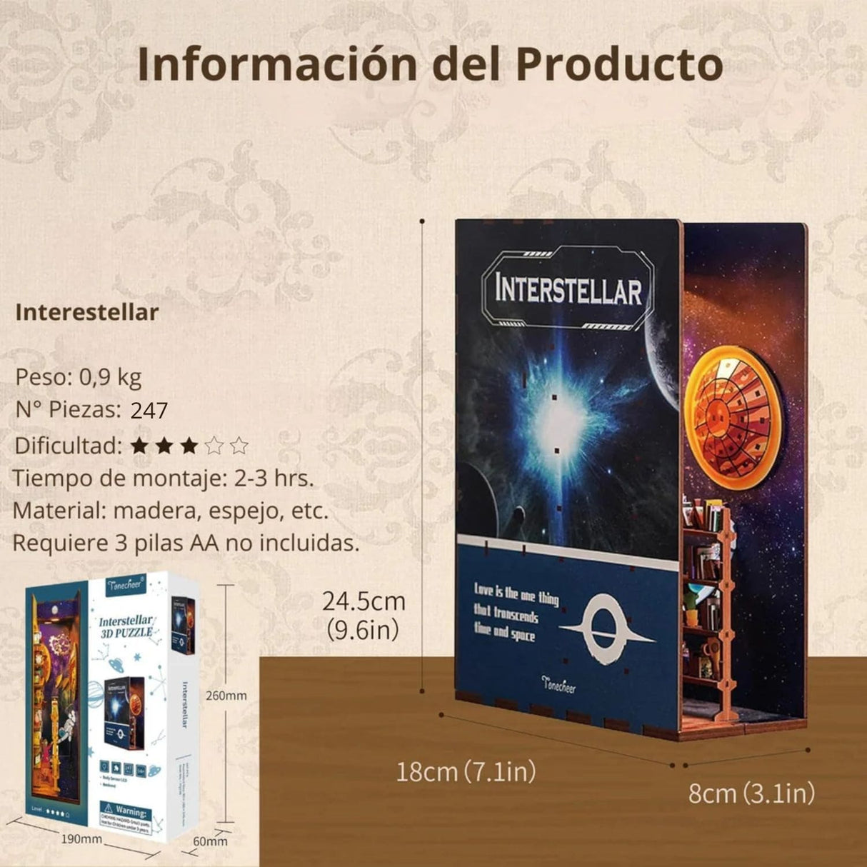 Tonecheer Book Nook - Separador de Libros Interstellar