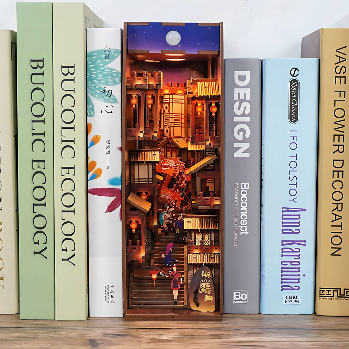 Tonecheer Book Nook - Separador de Libros Lights in Chongqing Bookend