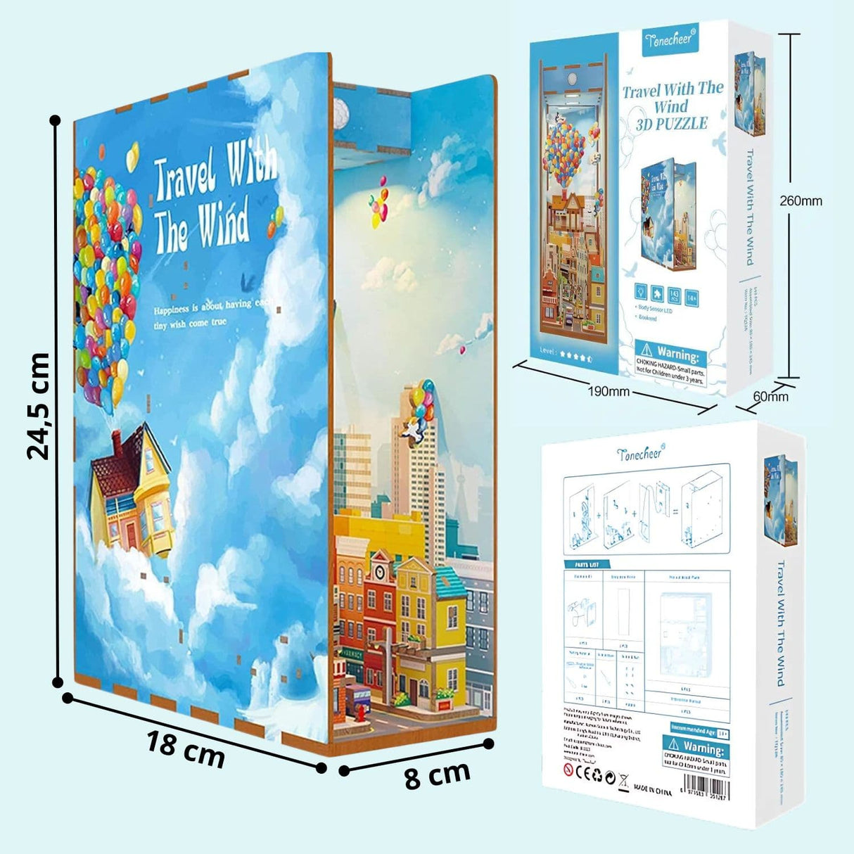 Tonecheer Book Nook - Separador de Libros Travel With The Wind