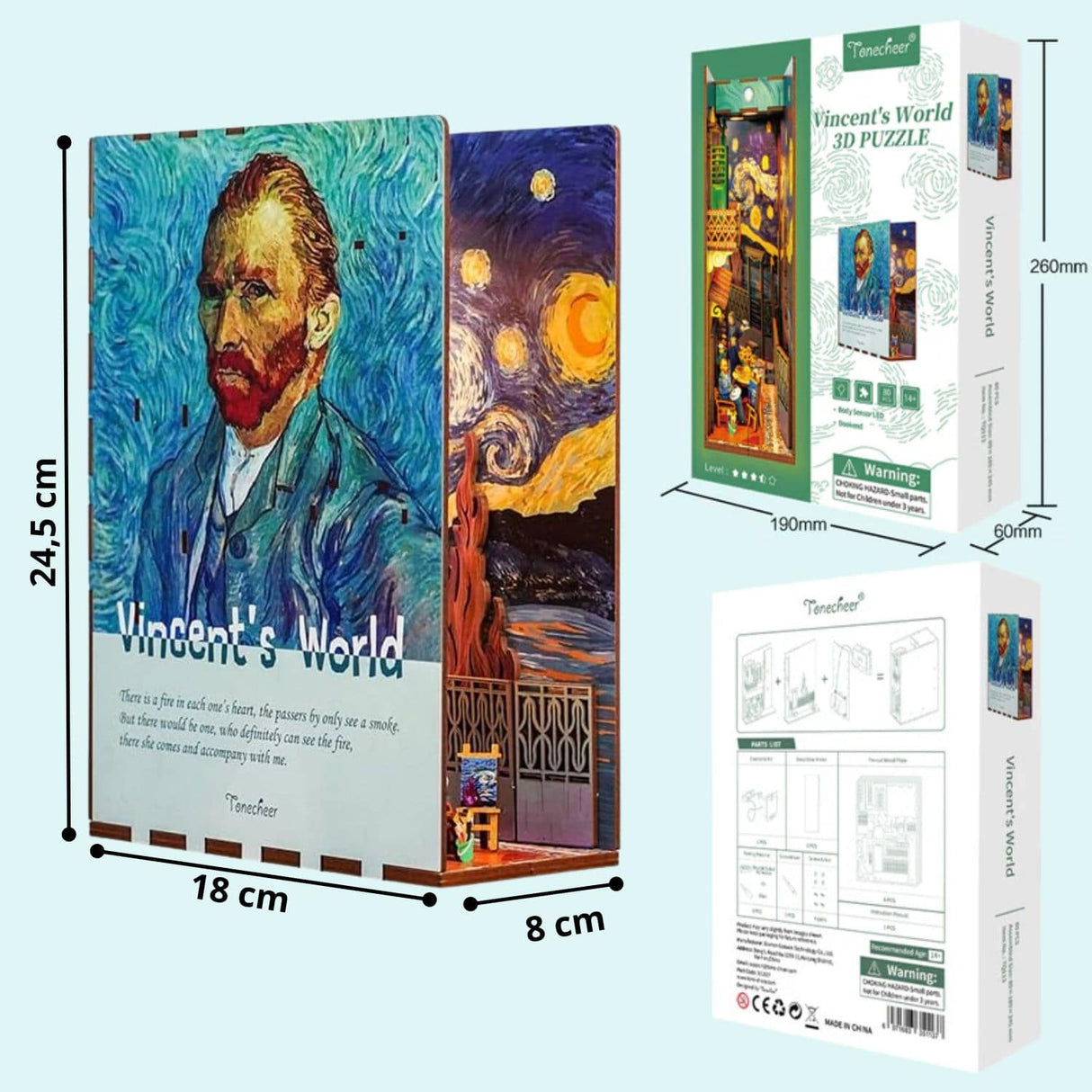 Tonecheer Book Nook - Separador de Libros Vincent's World