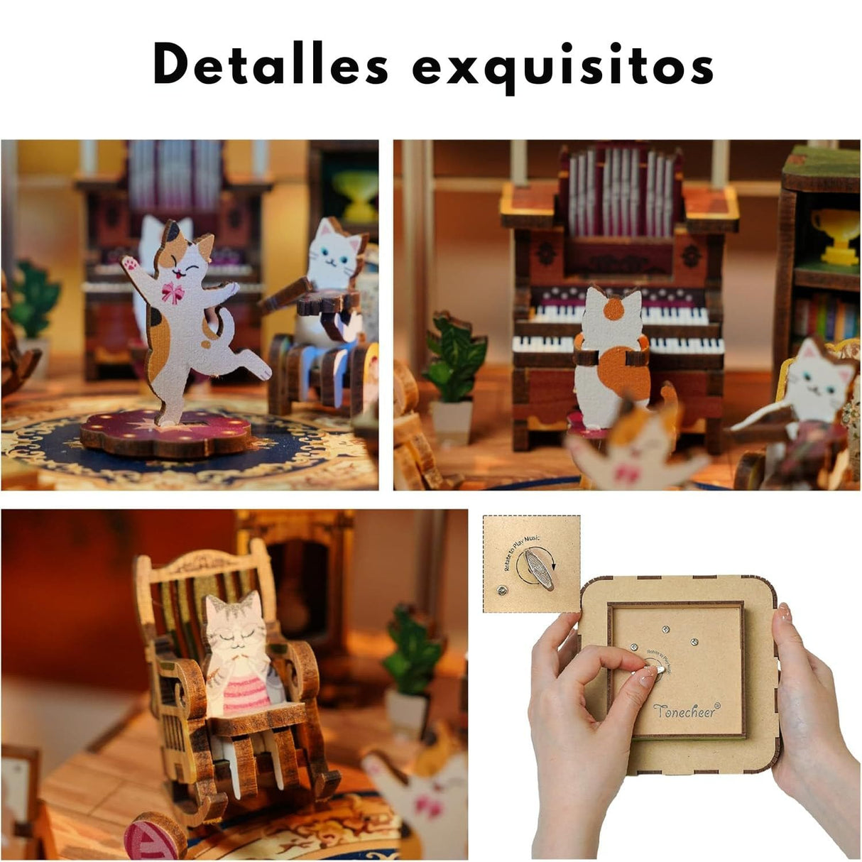Tonecheer - Miniatura Armable Cat's Family Caja Musical