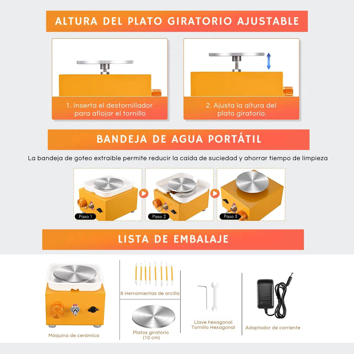 Torno Alfarero Eléctrico Mini Plato de 10 cm para Greda y Arcilla
