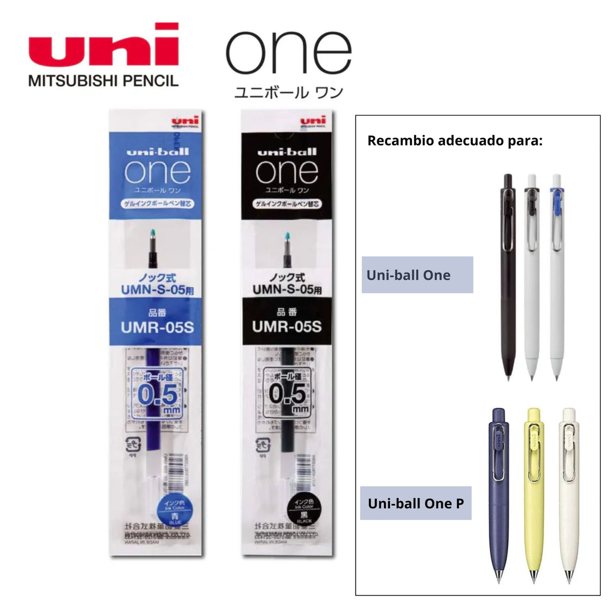 Uni-ball One - Repuesto Lápiz Gel 0,5 mm