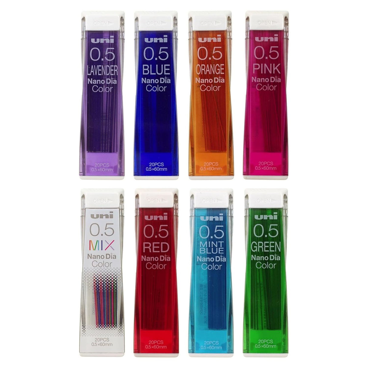 Uni Nano Dia Color - Pack 20 Minas de Colores 0,5 mm