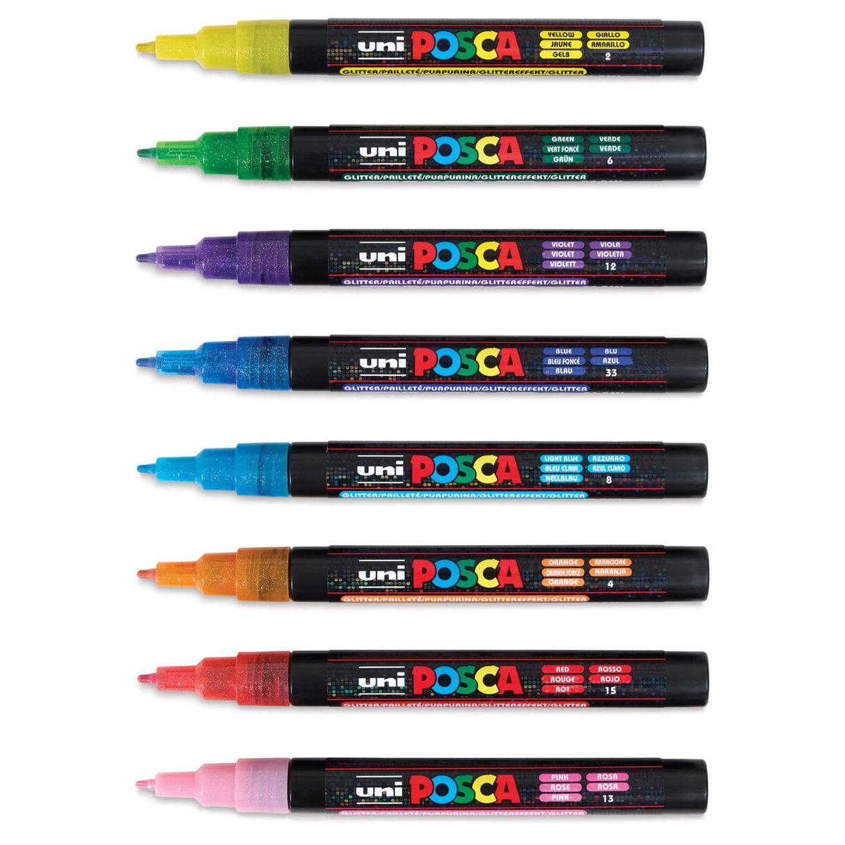 Posca PC-3M - Set 8 Marcadores Punta Fina Glitter