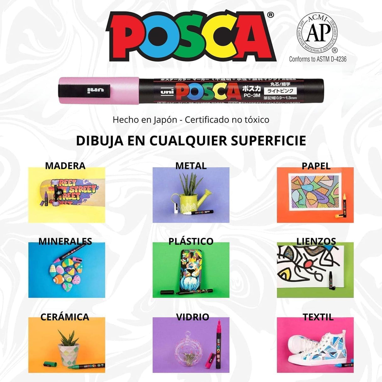 Uni Posca PC-3M Pastel - Set 7 Marcadores Finos