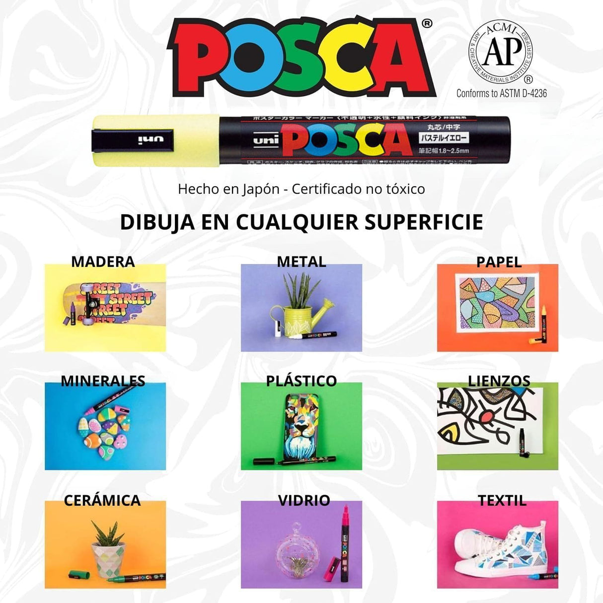 Uni Posca PC-5M Pastel - Set 7 Marcadores Medios