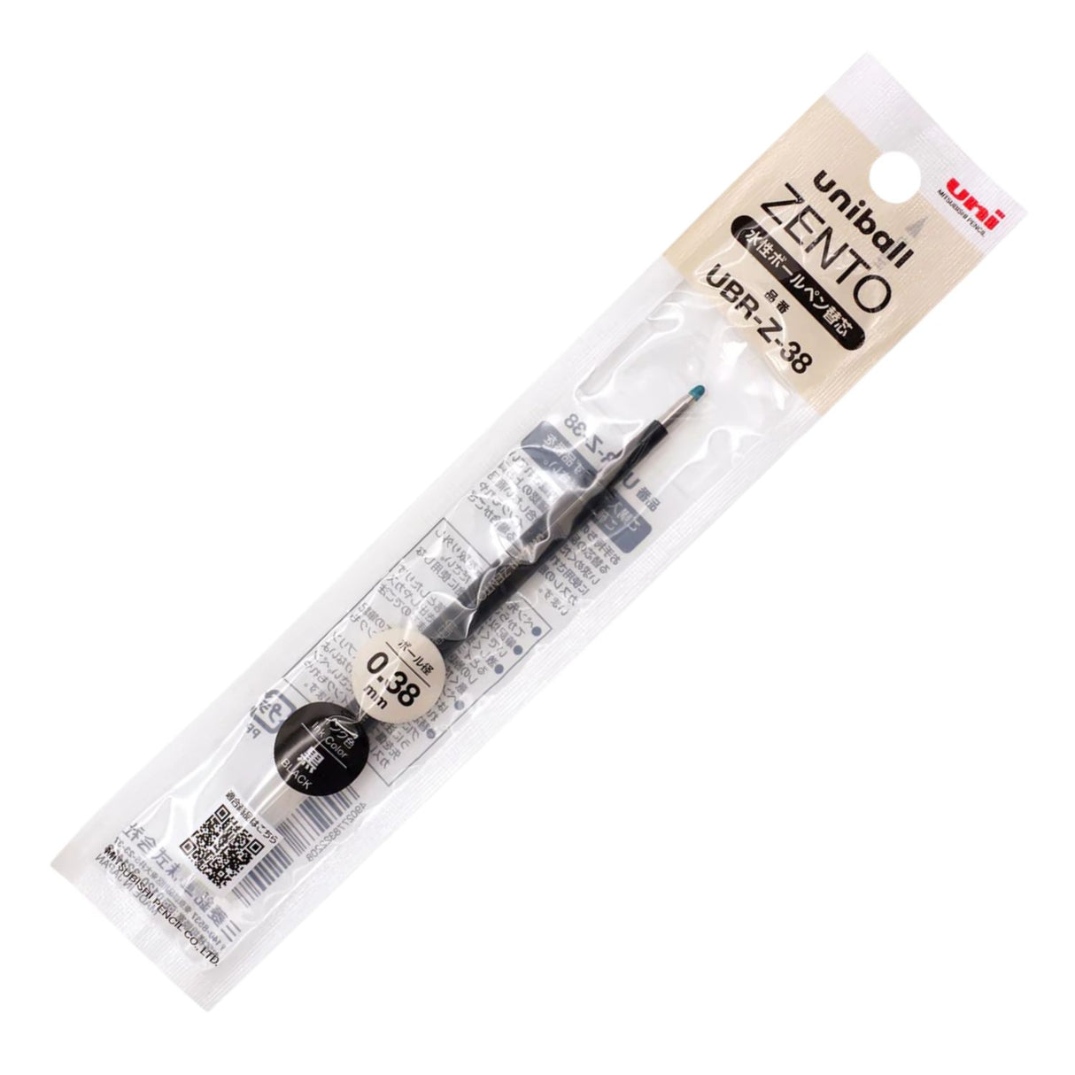 Uni Zento - Repuesto de Bolígrafo Tinta a Base de Agua 0.38 mm