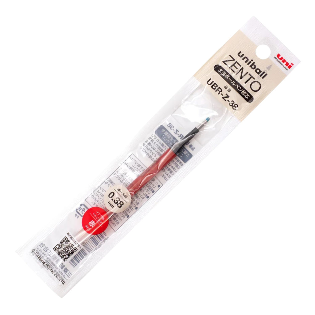 Uni Zento - Repuesto de Bolígrafo Tinta a Base de Agua 0.38 mm