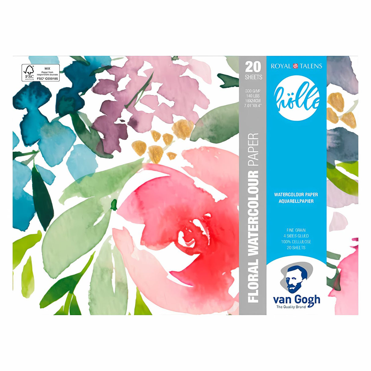 Van Gogh Floral Paper - Pack 20 Hojas Papel Acuarela 18 x 24 cm