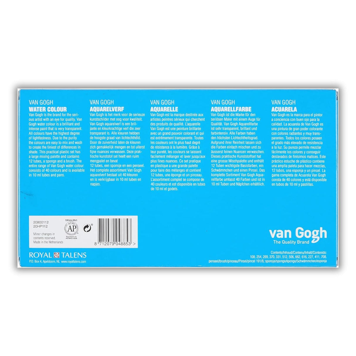 Van Gogh - Set 12 Acuarelas Colores Básicos Tubos 10 ml