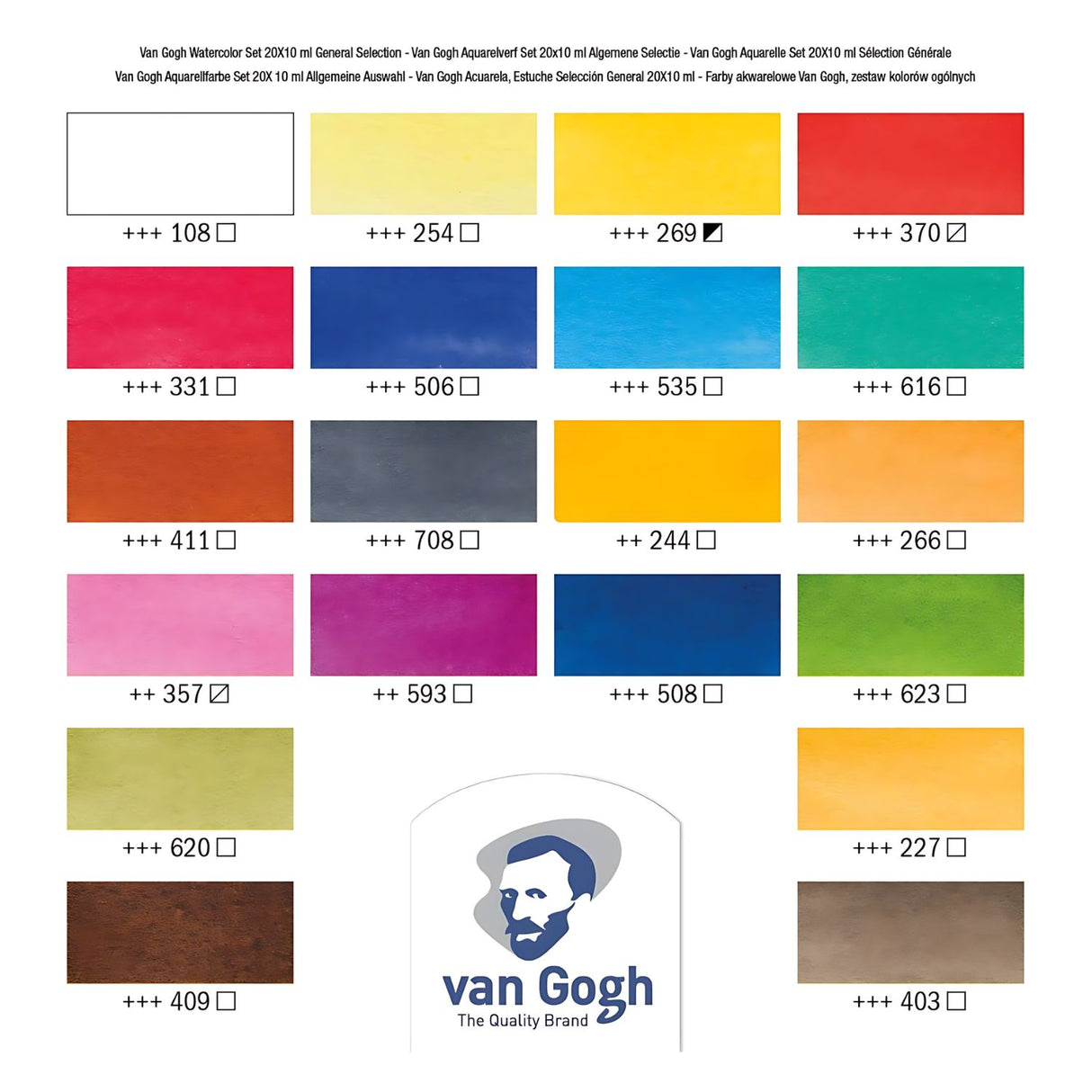 Van Gogh - Set 20 Acuarelas Colores Básicos Tubos 10 ml