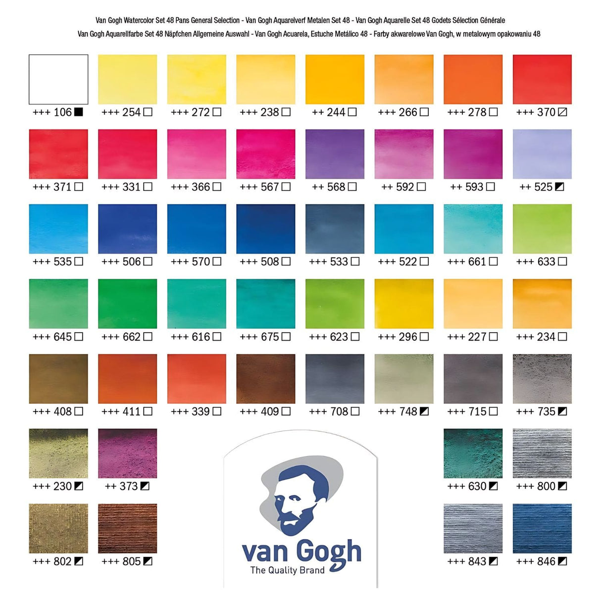 Van Gogh - Set 48 Acuarelas en Pastilla Caja Metálica