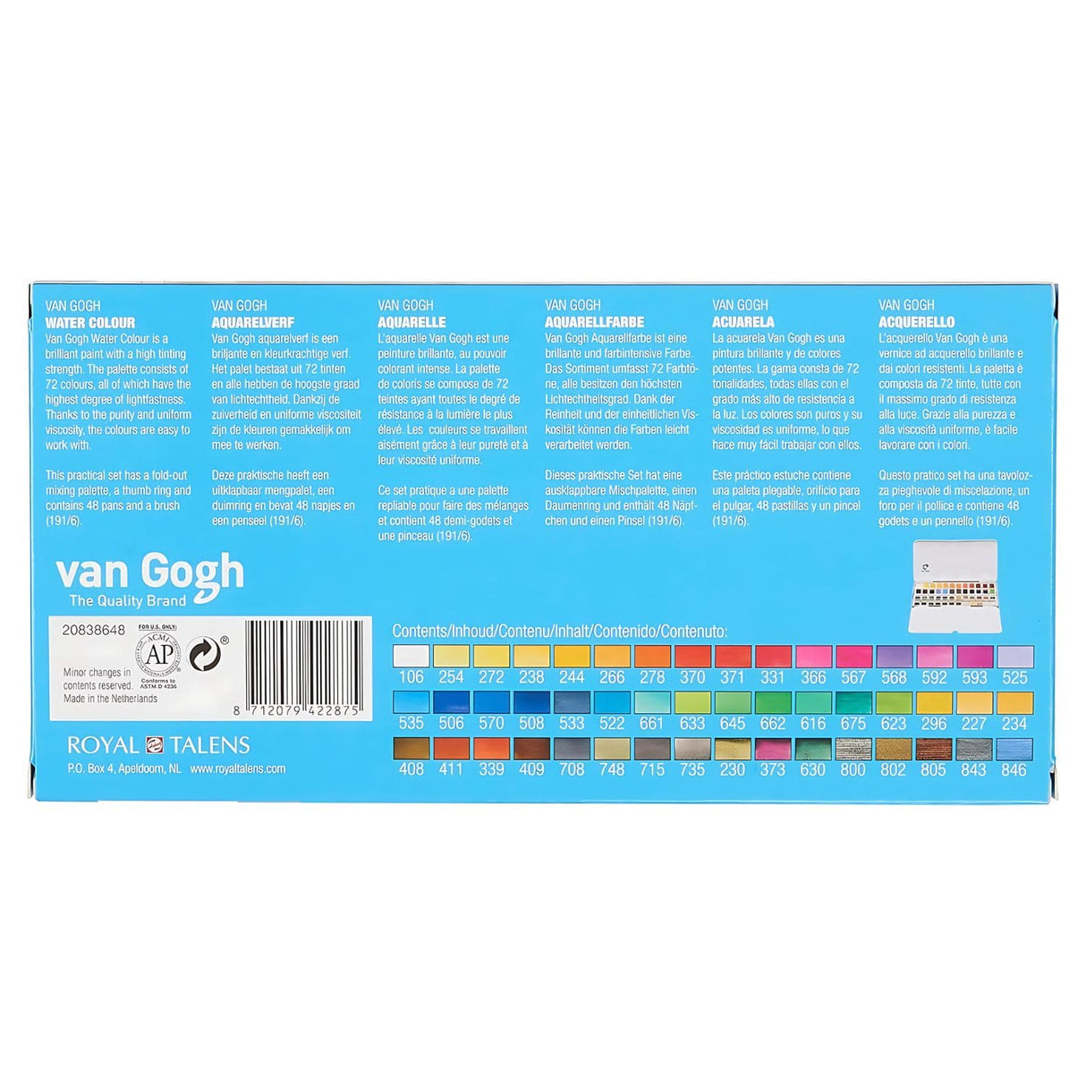 Van Gogh - Set 48 Acuarelas en Pastilla Caja Metálica