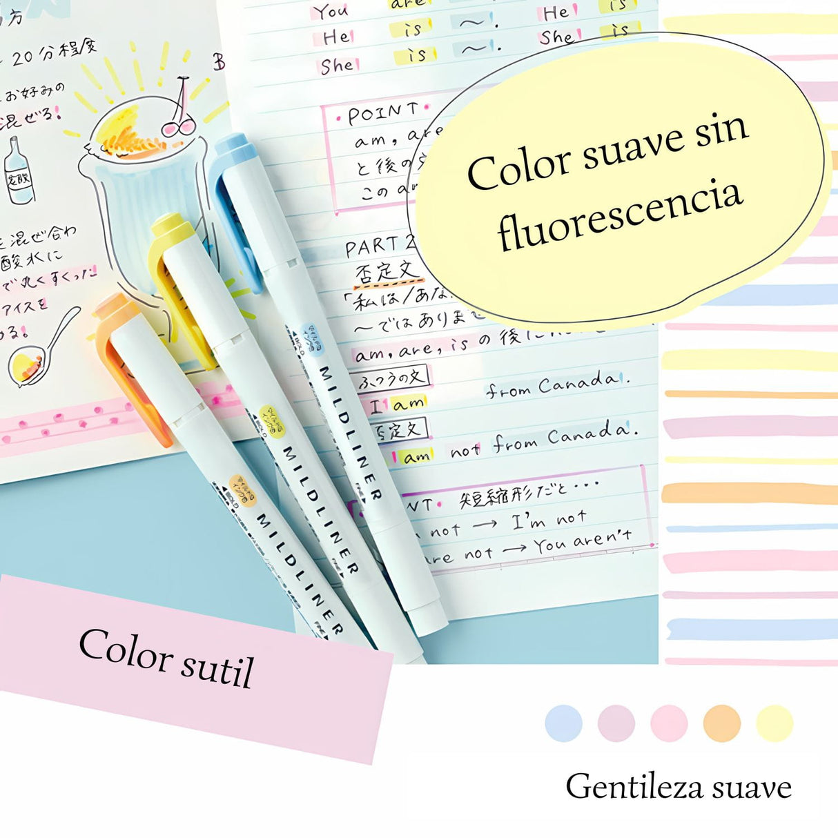 Zebra Mildliner - Set 5 Destacadores Soft Gentle Colors