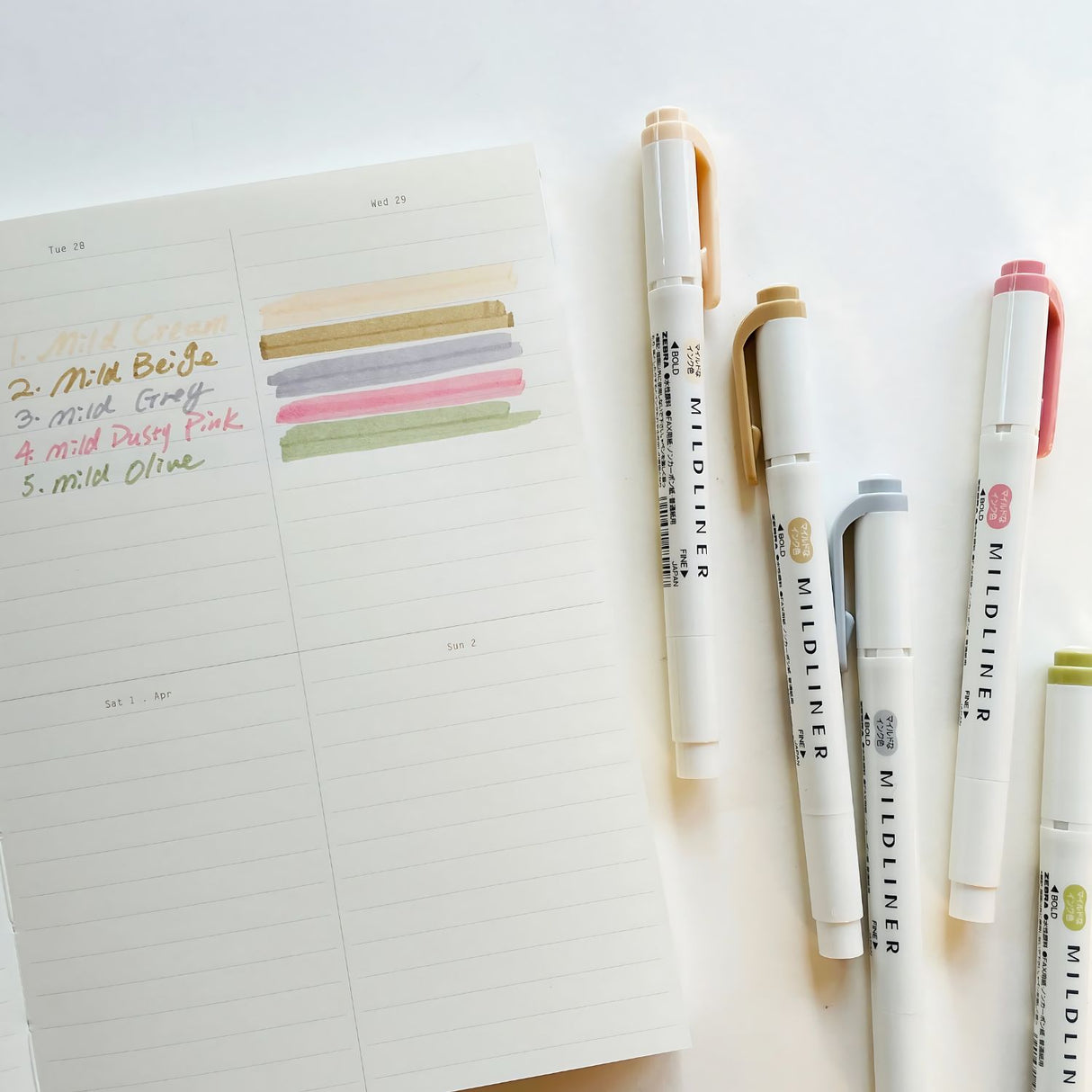 Zebra Mildliner - Set 5 Destacadores Soft Natural Colors