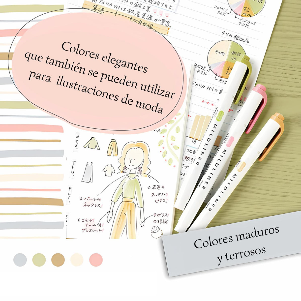 Zebra Mildliner - Set 5 Destacadores Soft Natural Colors