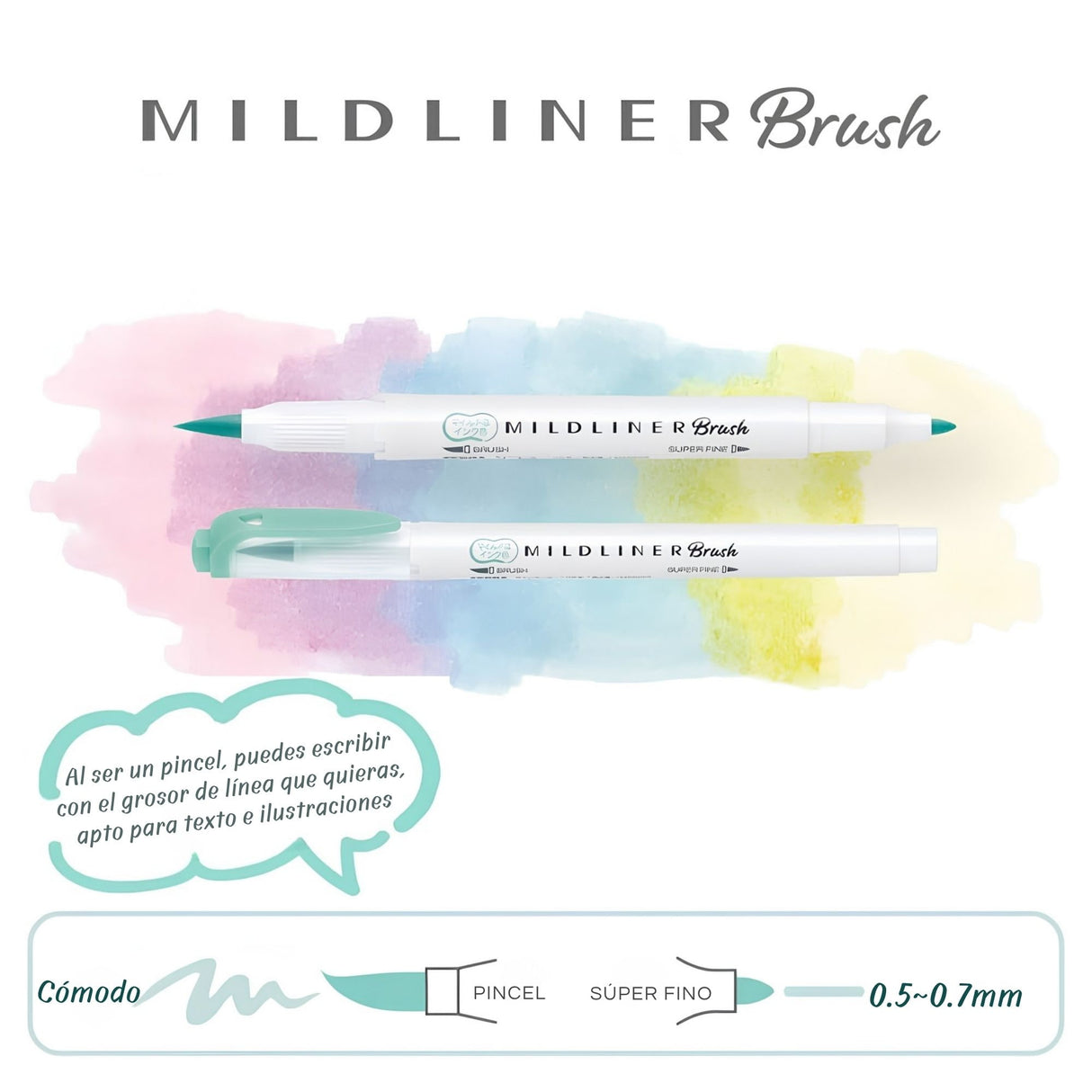 Zebra Mildliner Brush - Set 5 Destacadores Soothing Mild Colors