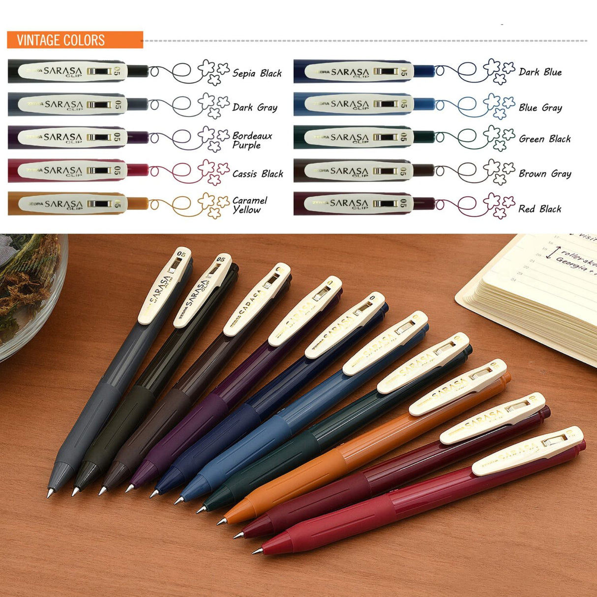 Zebra Sarasa Clip - Lápiz Tinta Gel Vintage Punta 05