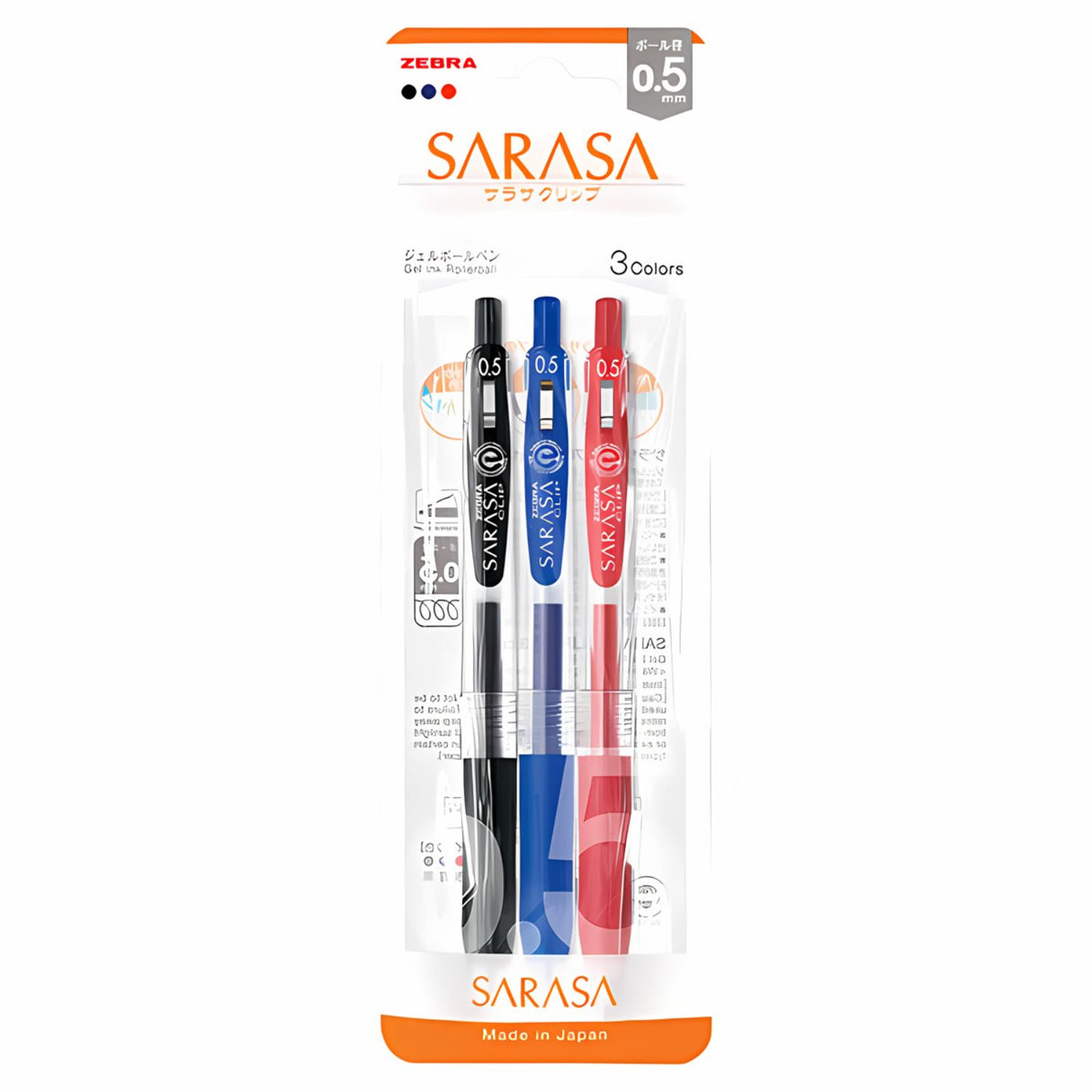 Zebra Sarasa Clip - Set 3 Lápices Tinta Gel Punta 05