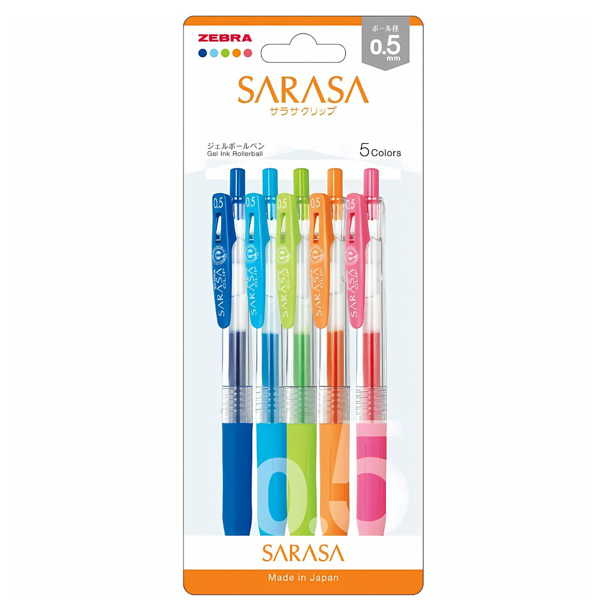 Zebra Sarasa Clip - Set 5 Lápices Tinta Gel Punta 05