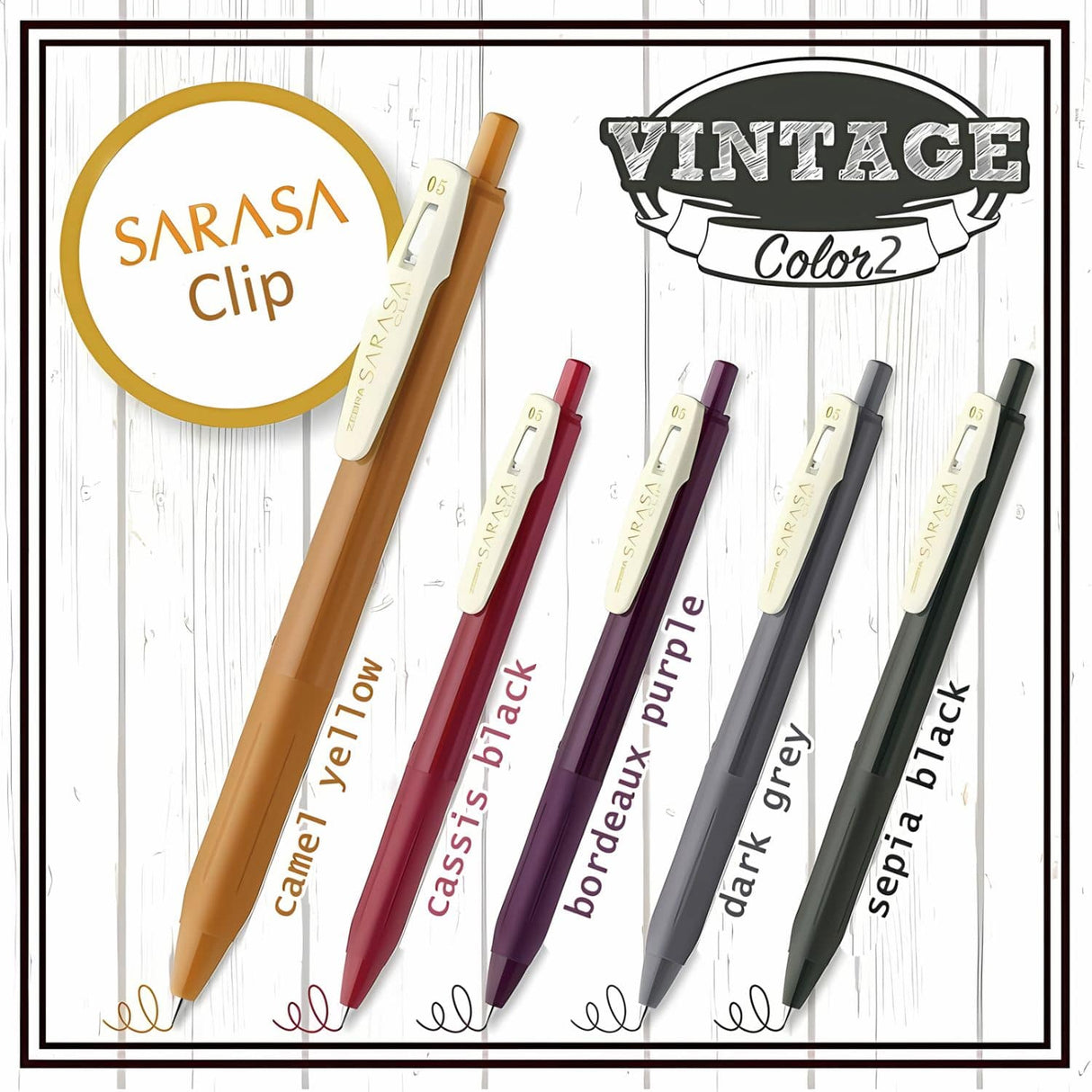 Zebra Sarasa Clip - Set 5 Lápices Tinta Gel Vintage B Punta 05