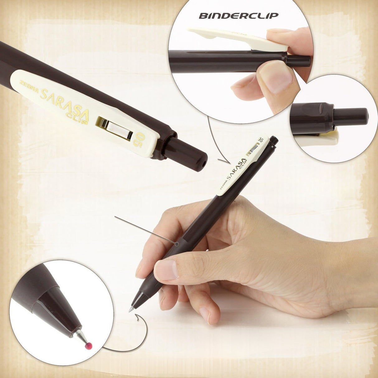 Zebra Sarasa Clip - Set 5 Lápices Tinta Gel Vintage B Punta 05
