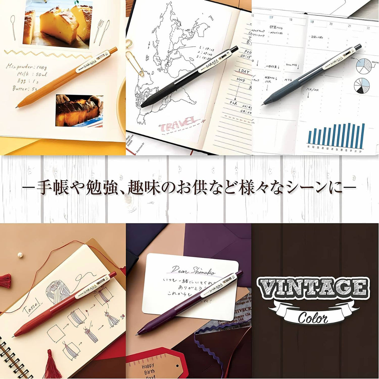 Zebra Sarasa Clip - Set 5 Lápices Tinta Gel Vintage B Punta 05